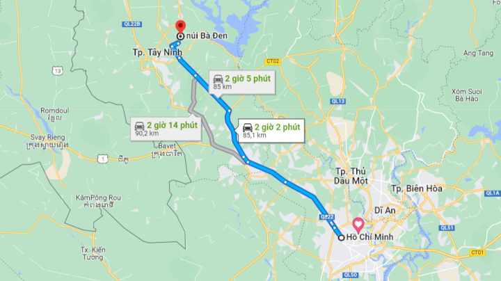 Từ Sài Gòn đến núi Bà Đen bao nhiêu km?