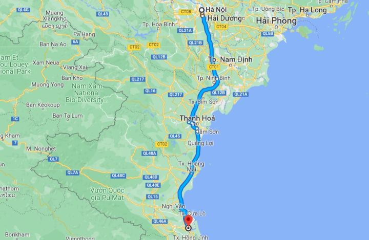 Khoảng cách từ Hà Nội đến thành phố Vinh bao nhiêu km?